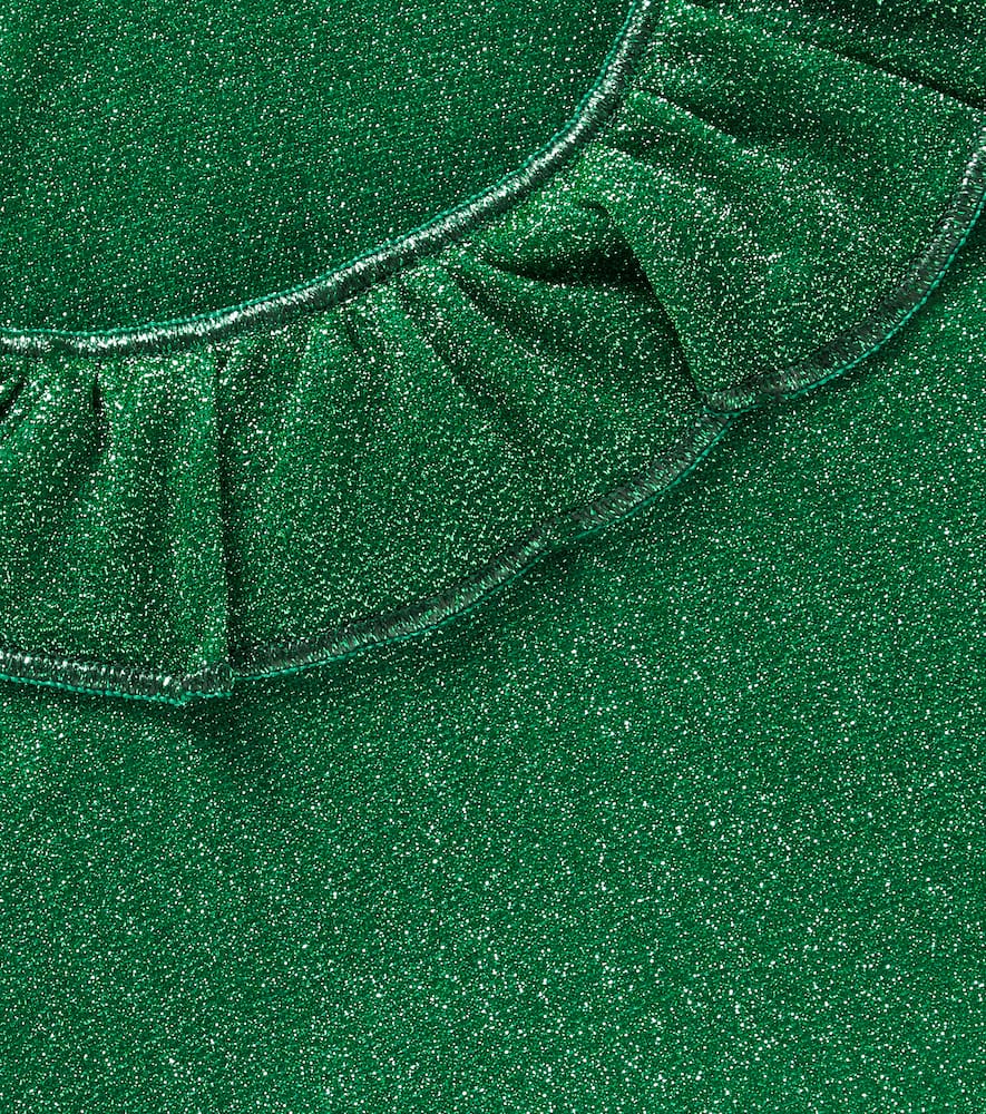 Oseree Oséree Kids Lumière Ruffled Lamé Swimsuit In Green