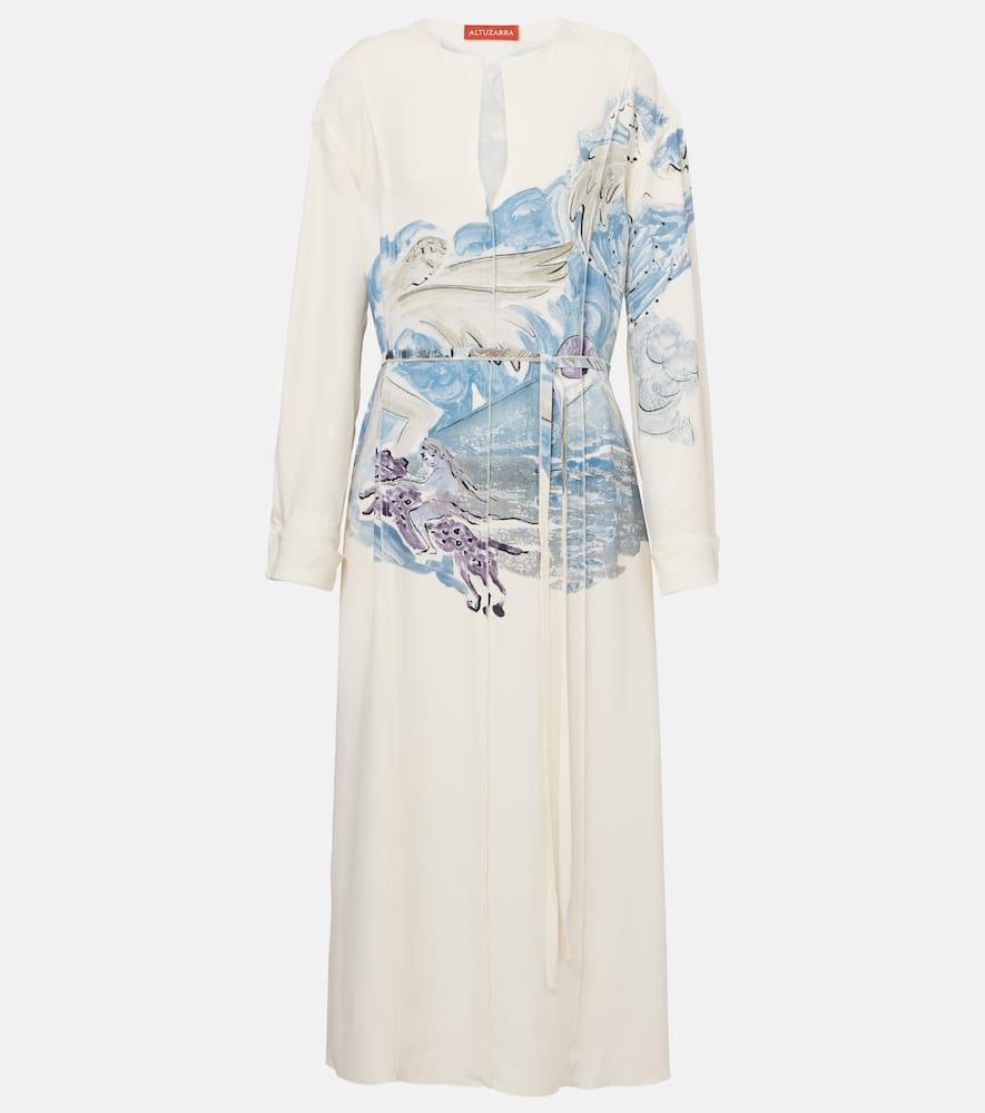 Poppy printed silk midi dress