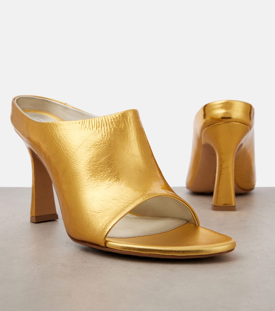 Bottega Veneta Pantoletten Rana Aus Metallic-leder