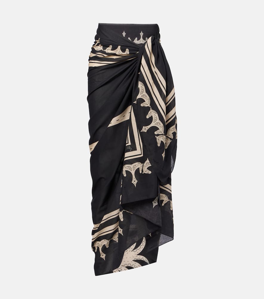Printed cotton beach cover-up