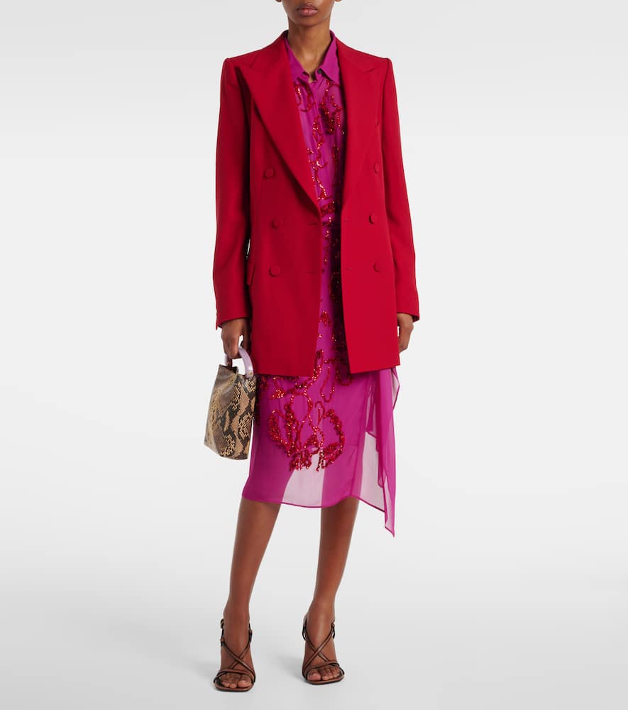 DRIES VAN NOTEN SEQUINED DRAPED CHIFFON MIDI SKIRT