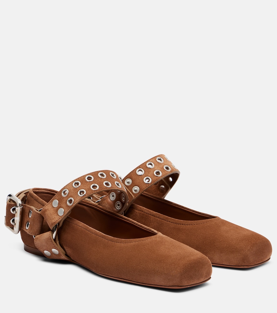 Alaia Alaïa Biker suede Mary Jane flats