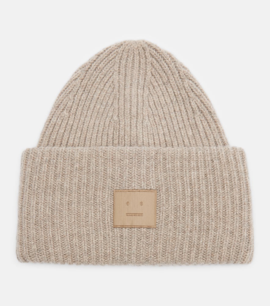 Acne Studios Face Wool-blend Beanie In Sand