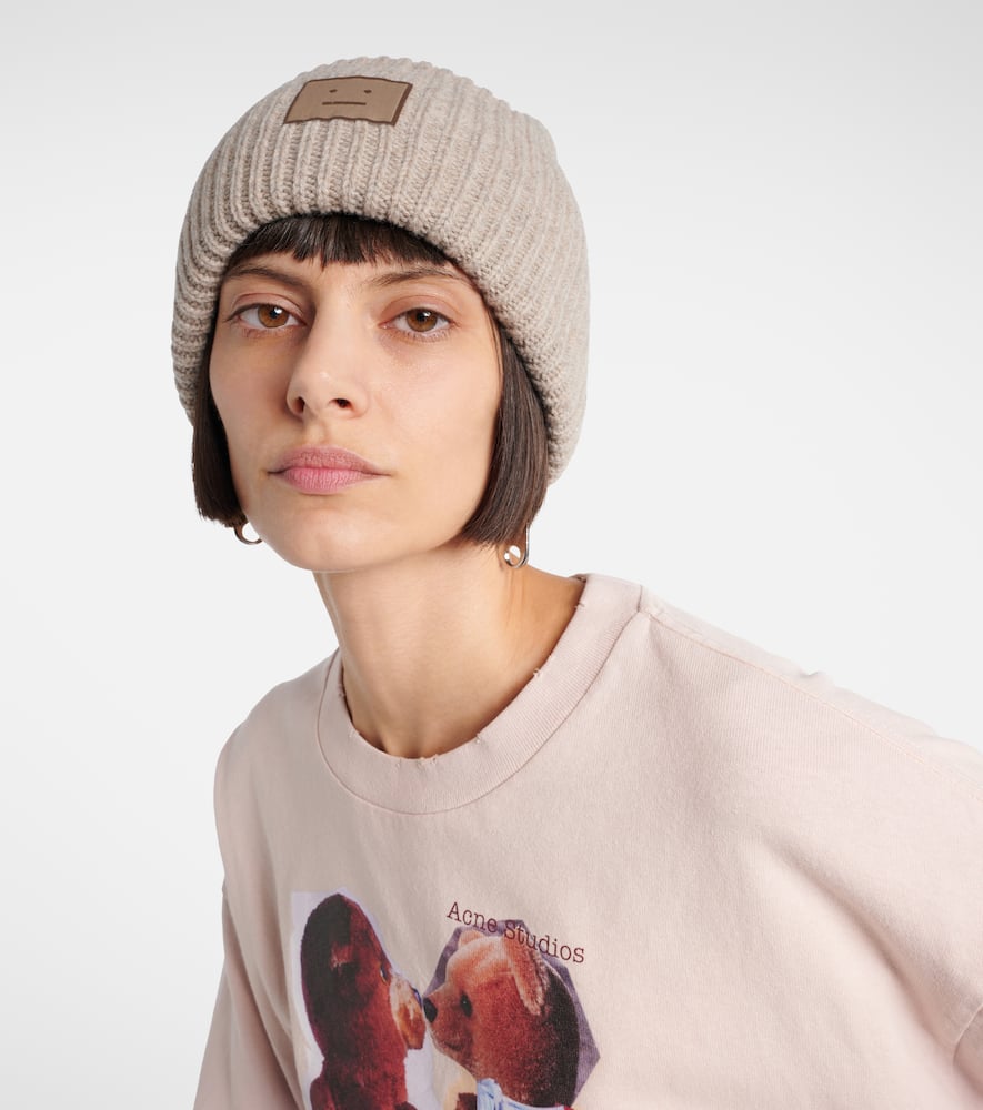 Acne Studios Face Wool-blend Beanie In Neutral
