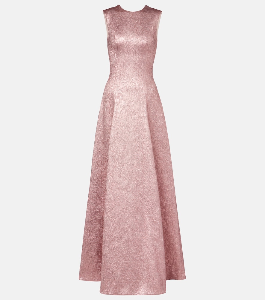 Nodin open-back cloque gown