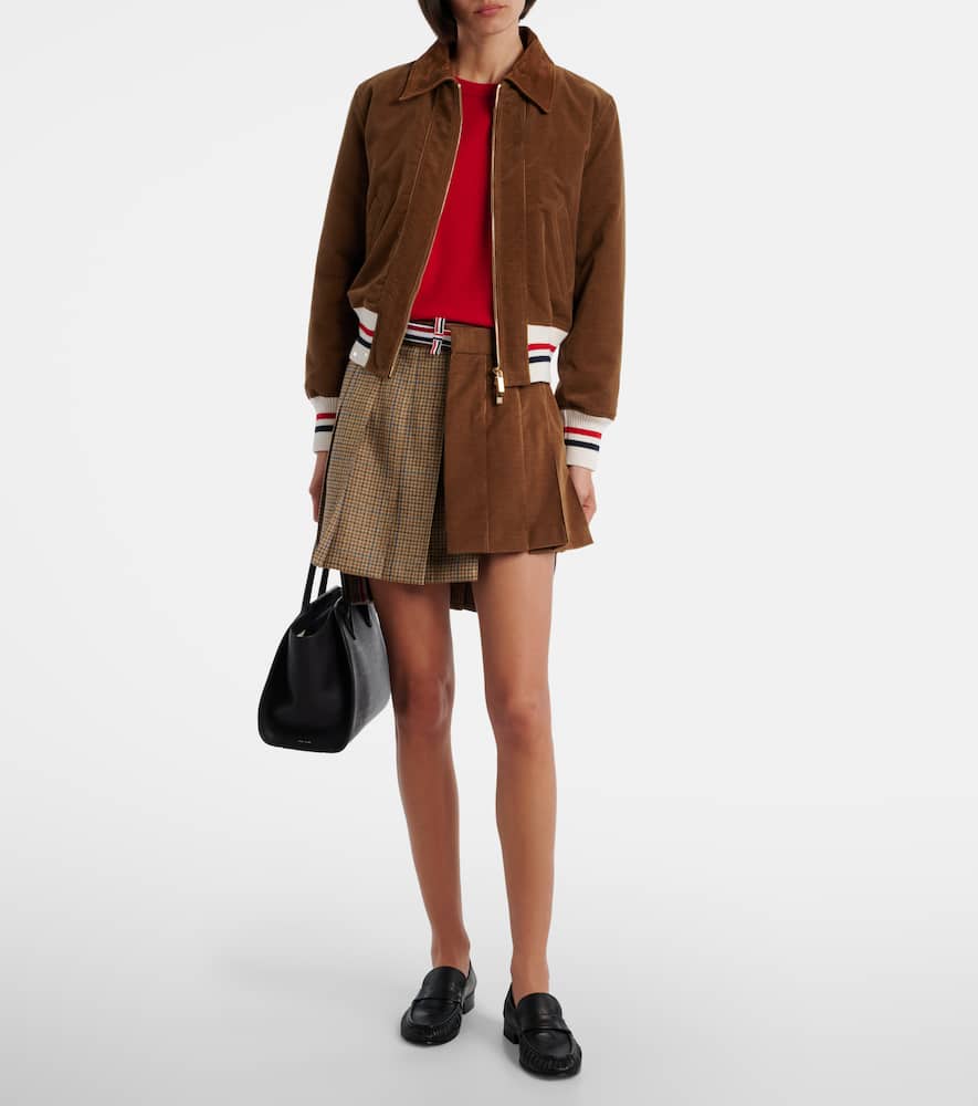 Thom Browne Asymmetric Wool Miniskirt In Brown