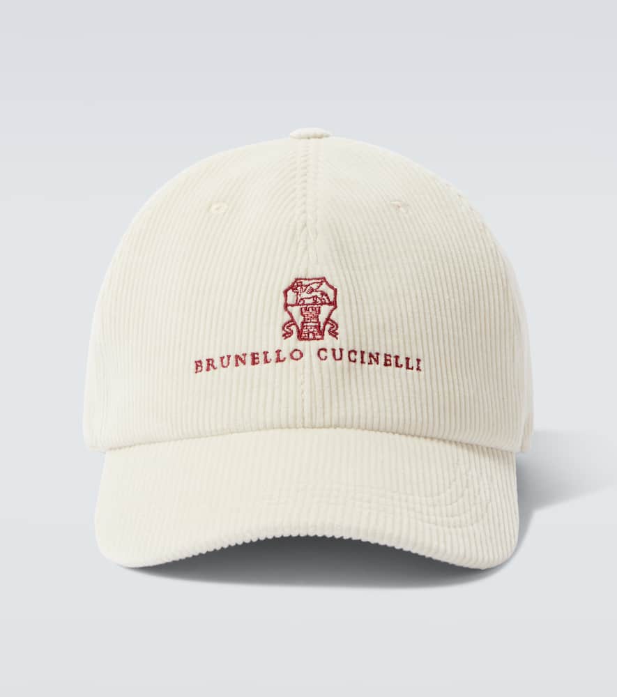 Brunello Cucinelli Logo Cotton And Cashmere Corduroy Baseball Cap In White