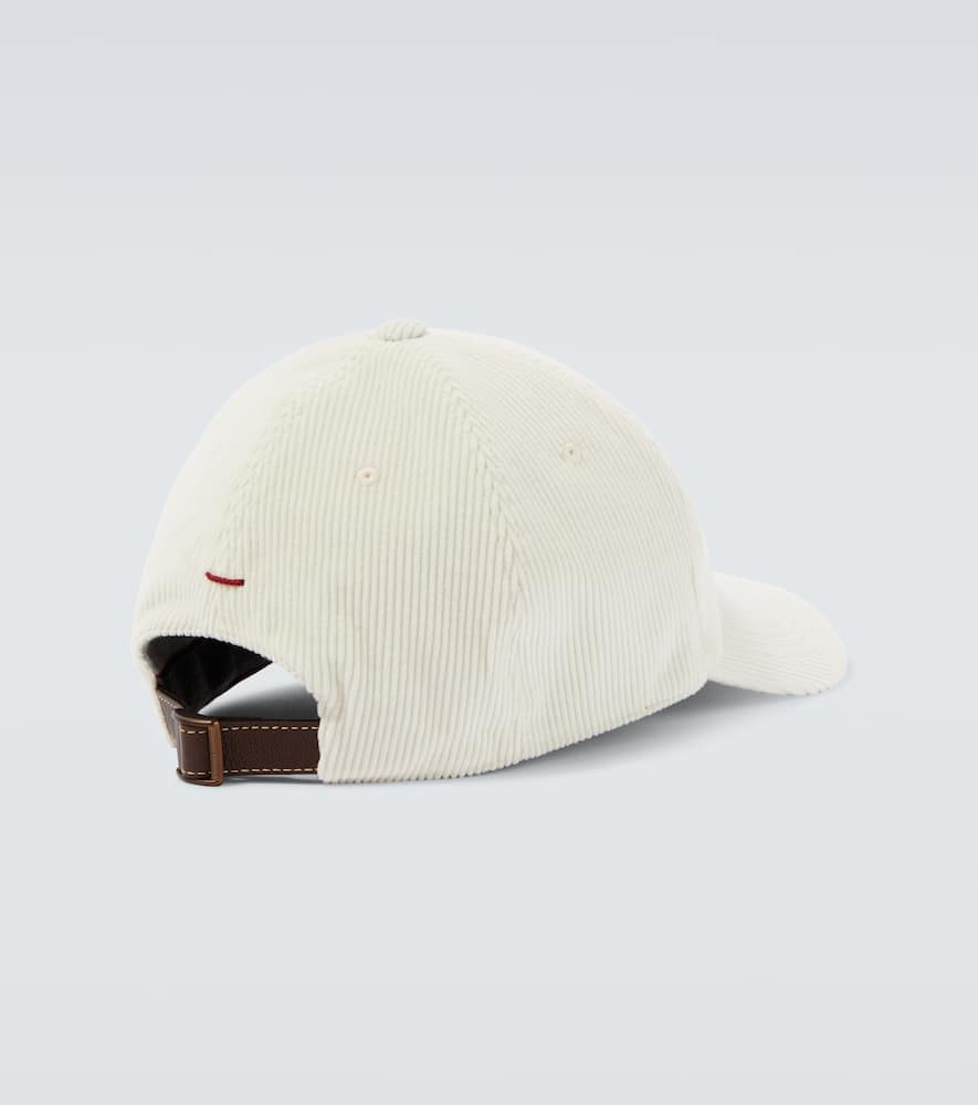 Brunello Cucinelli Logo Cotton And Cashmere Corduroy Baseball Cap In White