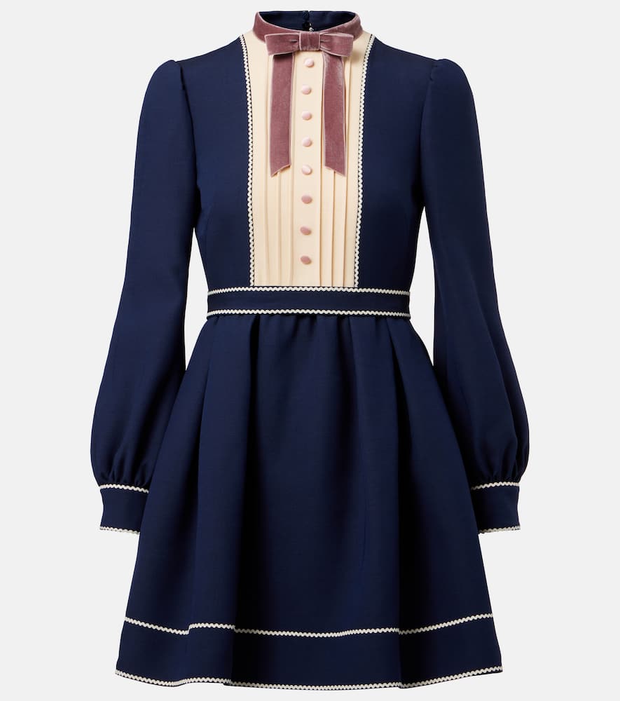 Valentino Pleated Pintuck Bow-front Mini Dress