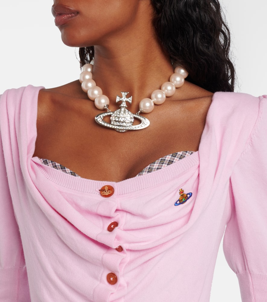 Vivienne Westwood Bea Corset Cotton And Cashmere Cardigan In Pink