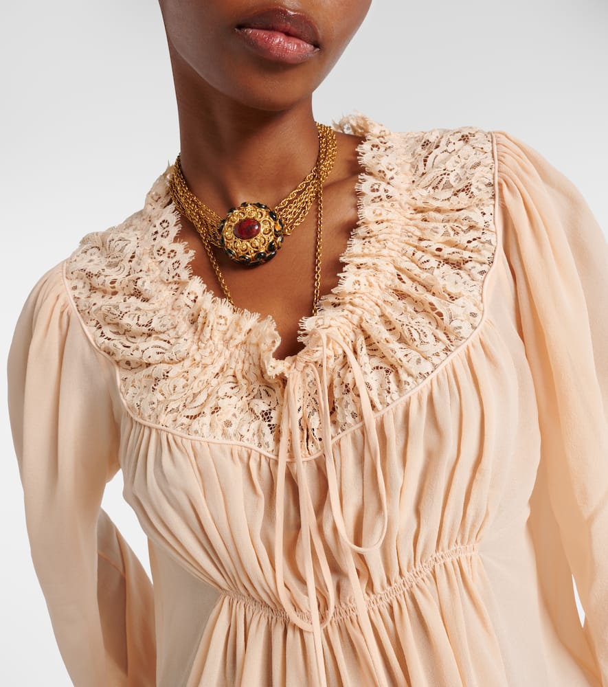 Chloé Blouse With Tie In Pink Silk Georgette In Pink