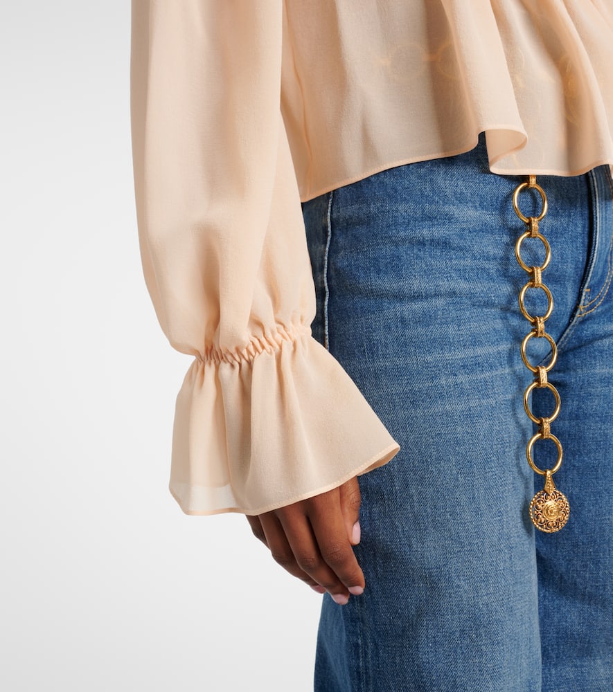 Chloé Blouse With Tie In Pink Silk Georgette In Pink