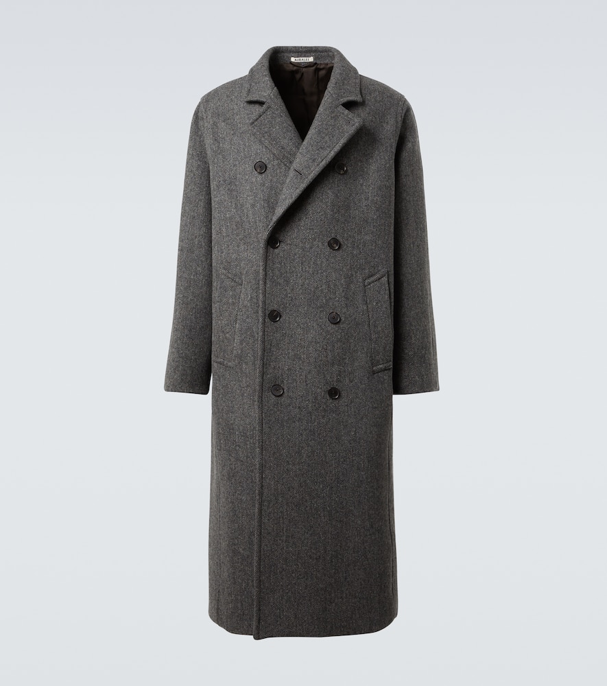 Auralee Double-breasted Wool Coat In Gray