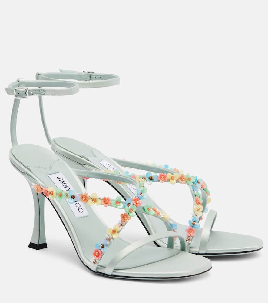 Blanche 90 floral satin sandals