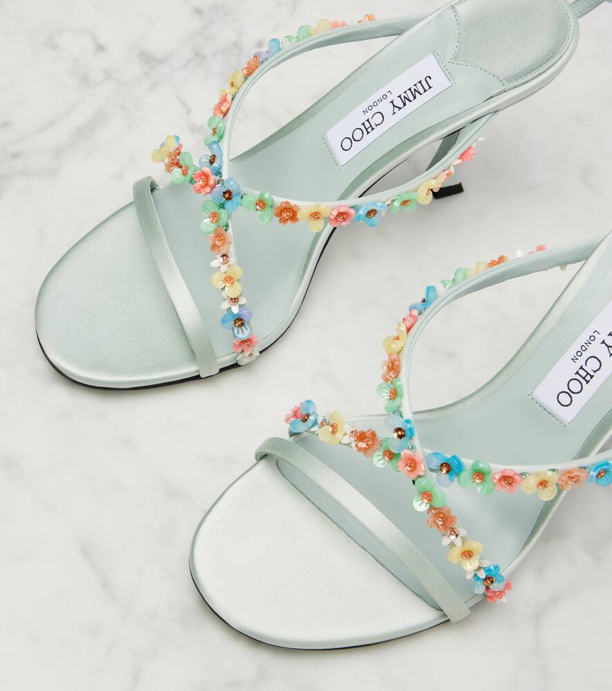 Jimmy Choo Blanche 90 Satin Heeled Sandals In Green