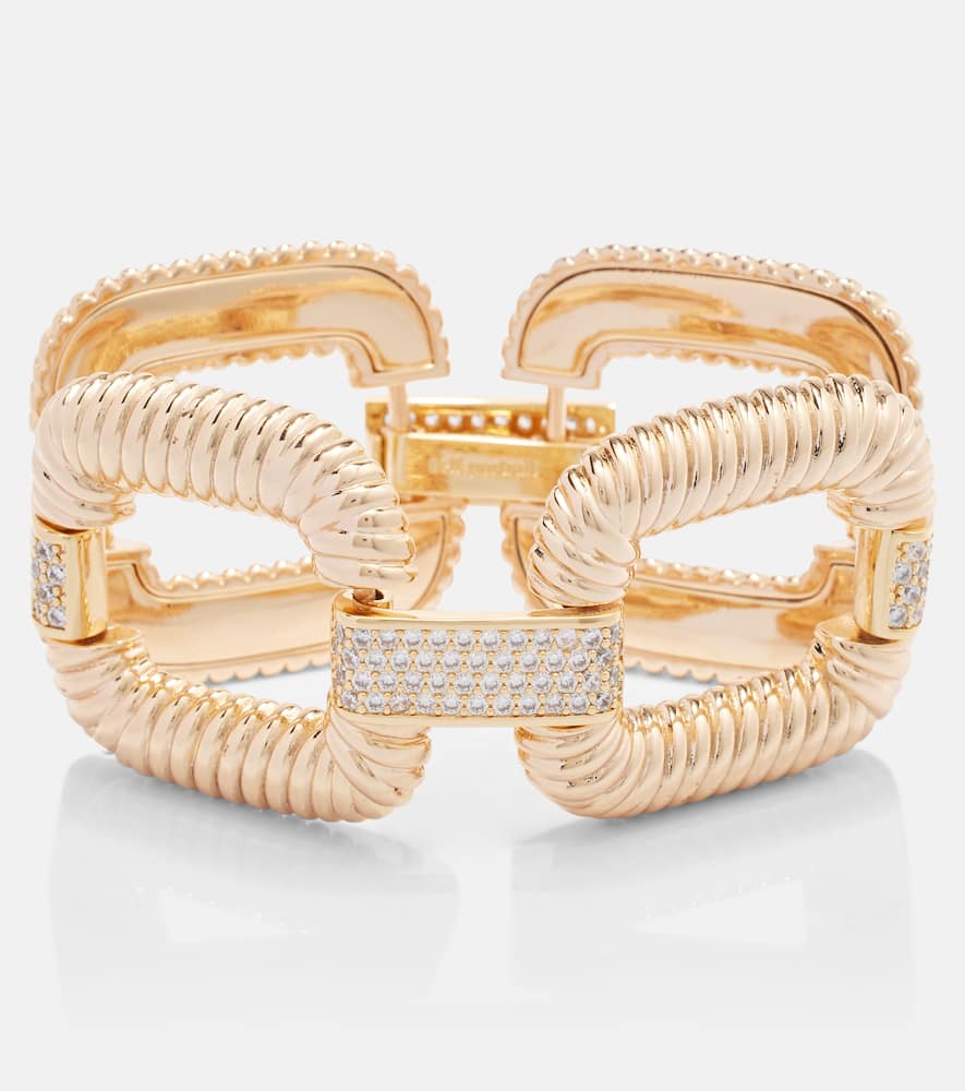 Self-portrait Knocker Crystal-embellished Bracelet In Gold