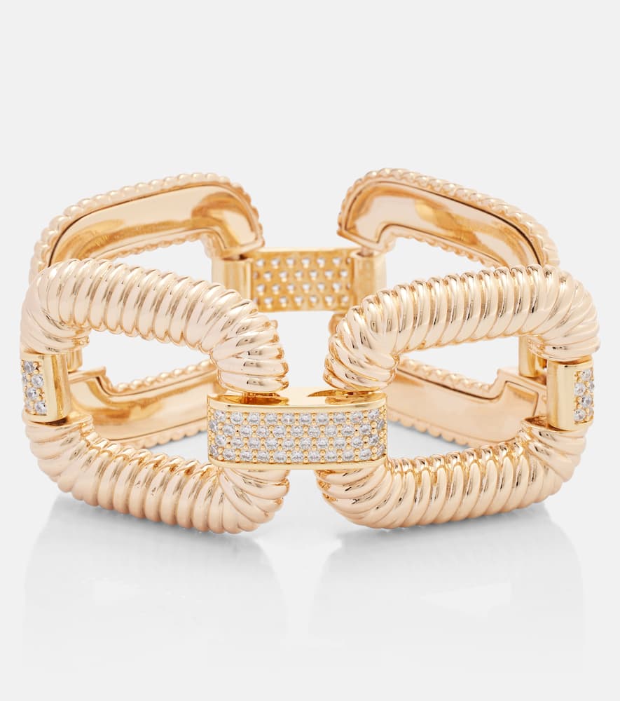 Self-portrait Knocker Crystal-embellished Bracelet In Gold
