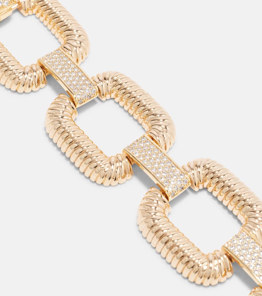 Self-portrait Knocker Crystal-embellished Bracelet In Gold