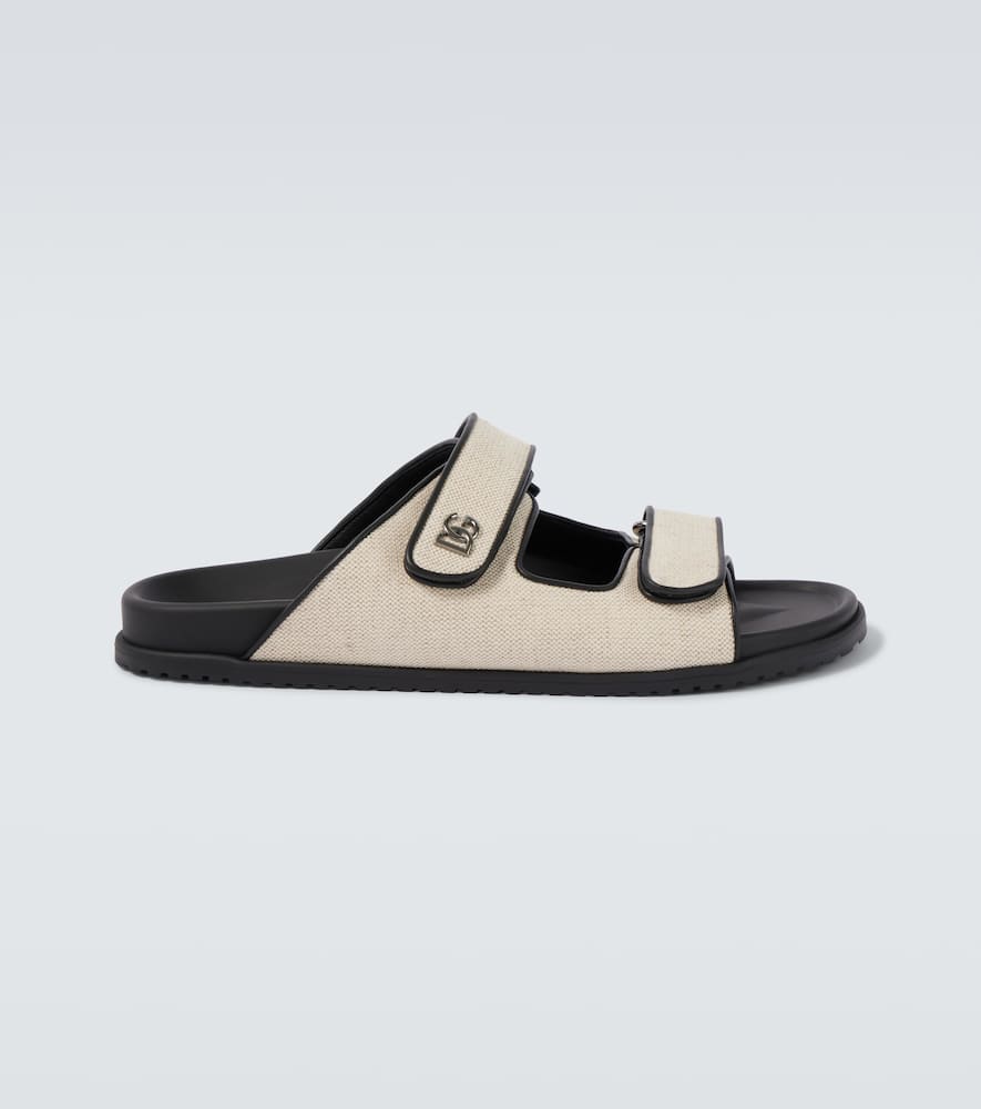 DG leather-trimmed canvas sandals