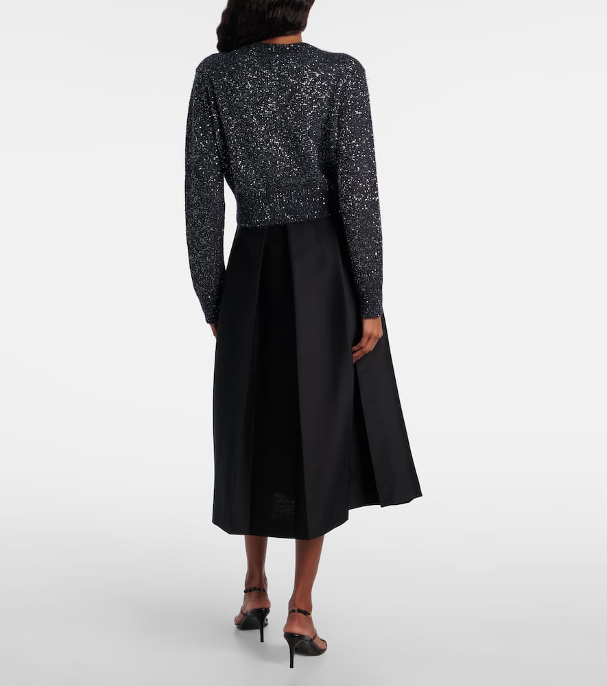 Erdem Embellished Cropped Alpaca-blend Cardigan In Black
