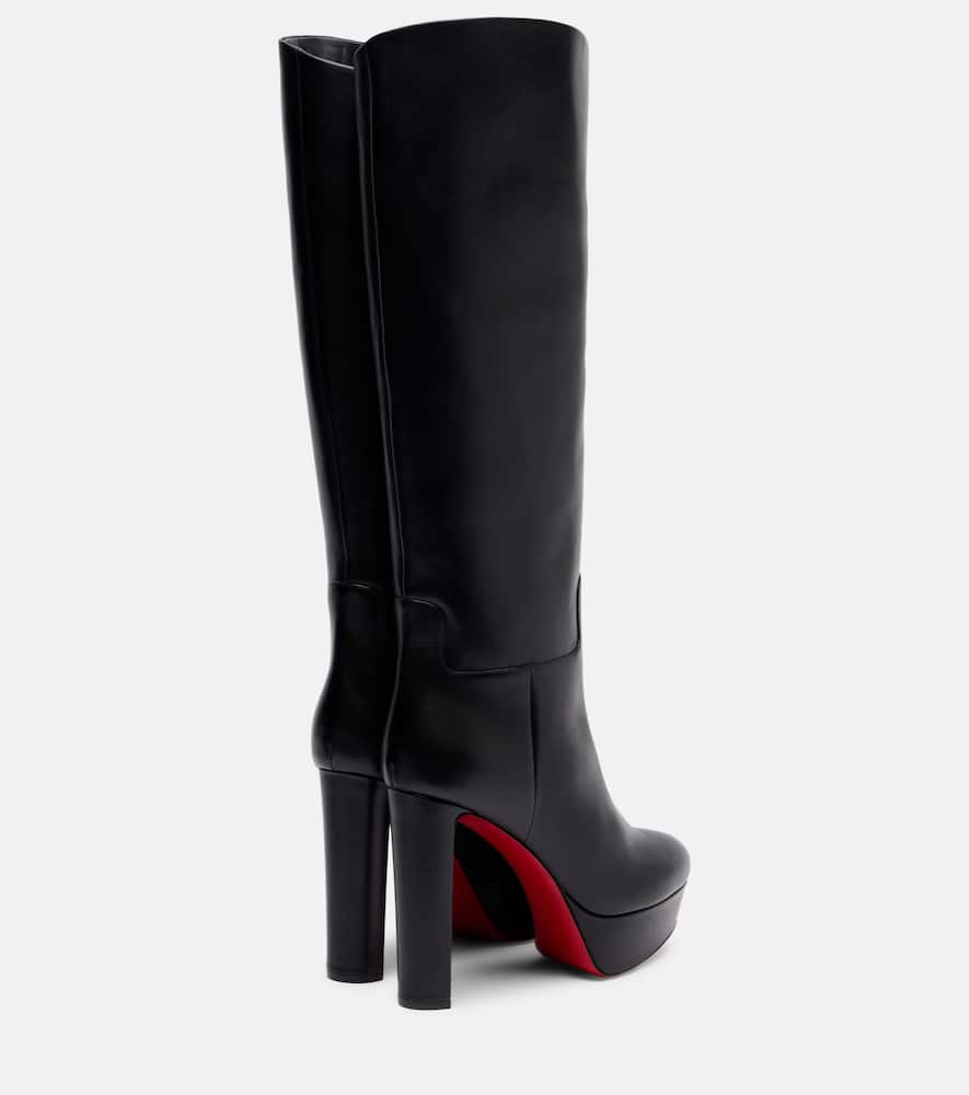 Christian Louboutin Loo 130 Leather Platform Knee-high Boots In Black