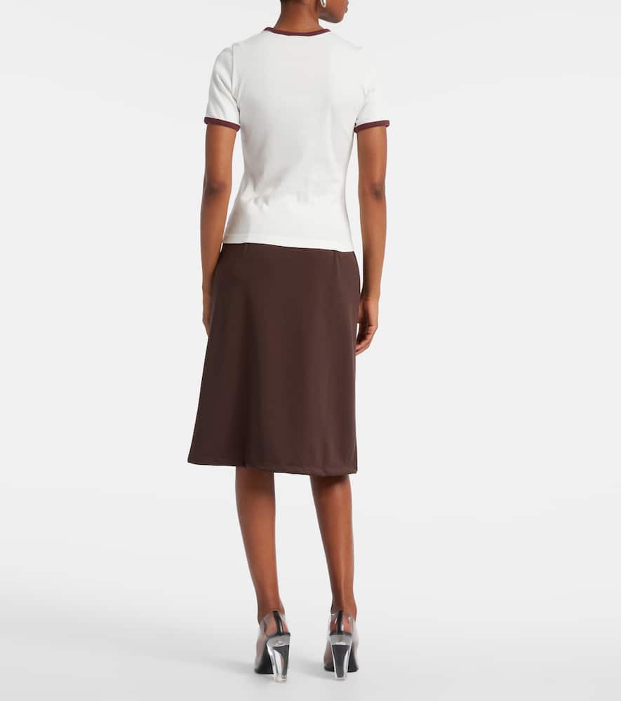 Courrèges Cotton T-shirt With Black Trim And Front Logo In White