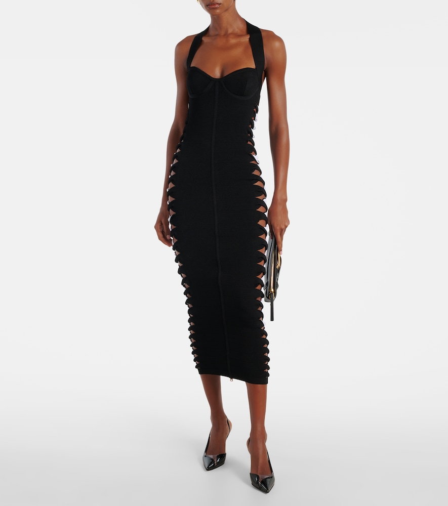 Balmain Cutout halterneck jersey midi dress