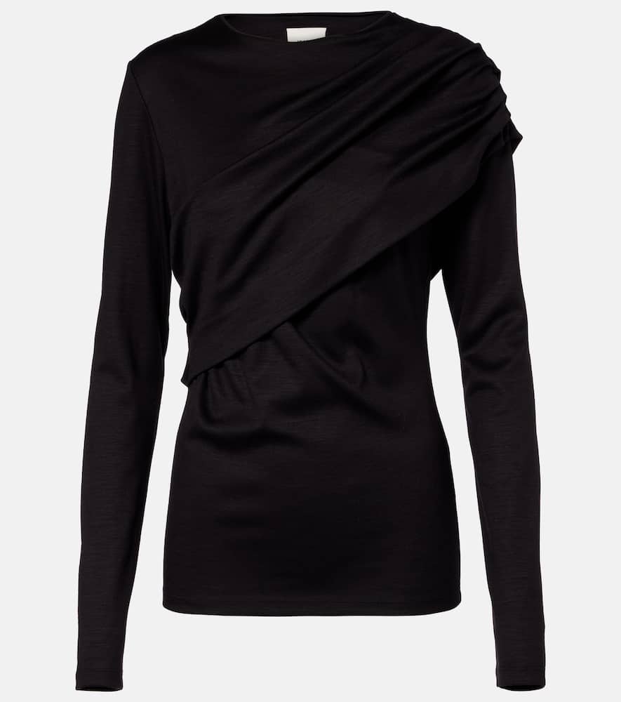 Isabel Marant Asna Draped Virgin Wool Top In Black