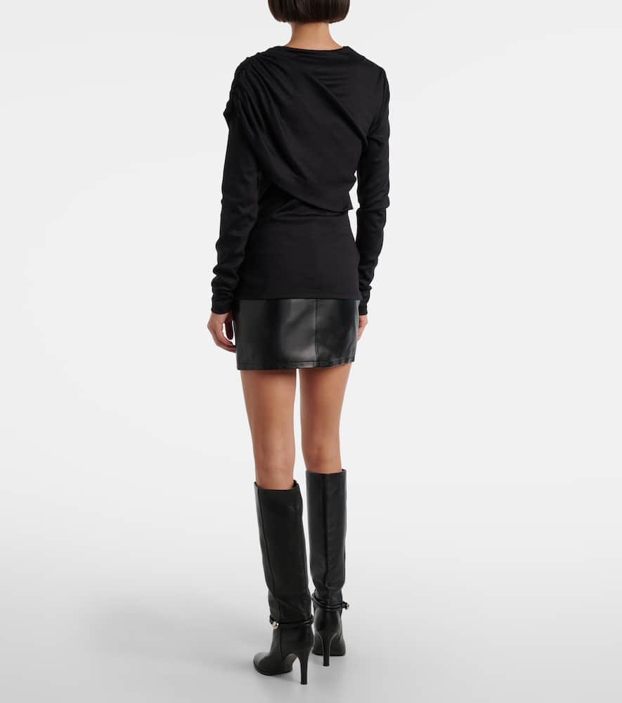 Isabel Marant Asna Draped Virgin Wool Top In Black