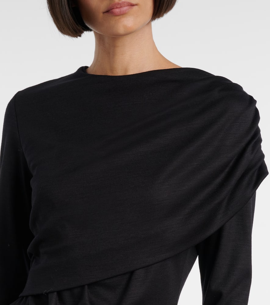 Isabel Marant Asna Draped Virgin Wool Top In Black