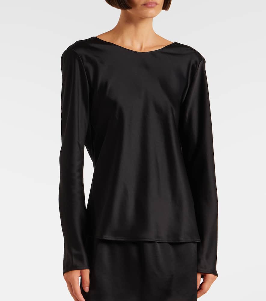 Leset Barb Lace-trimmed Satin Top In Black