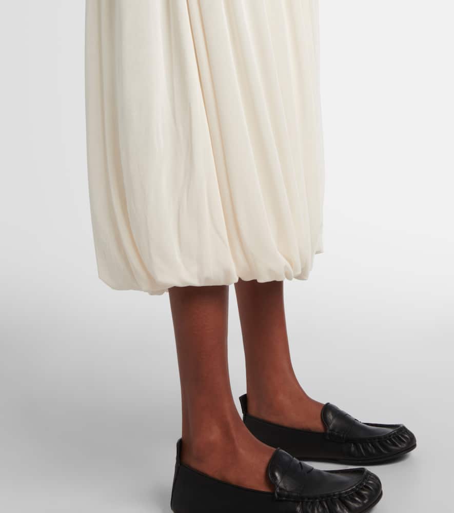 Xu Zhi Layered Velvet-trimmed Midi Skirt In White
