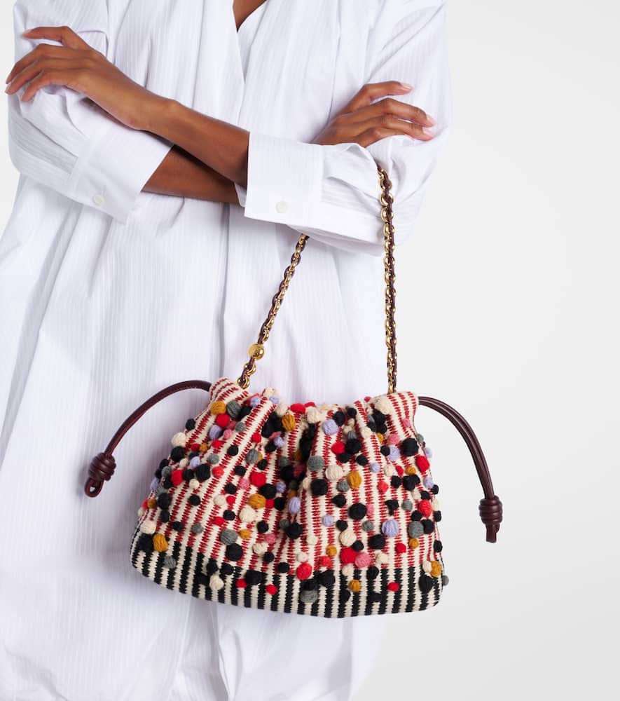 Loewe Flamenco Medium Knitted Clutch In Multi
