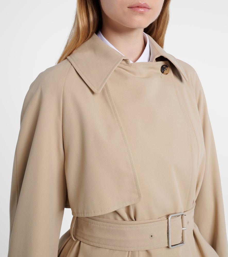 Loewe Double-breasted Pleated Cotton-twill Jacket In Neutral