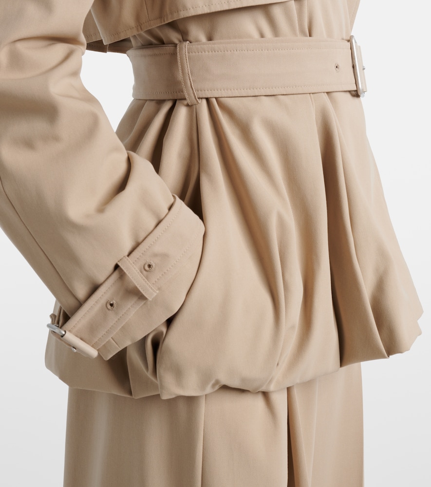 Loewe Double-breasted Pleated Cotton-twill Jacket In Neutral