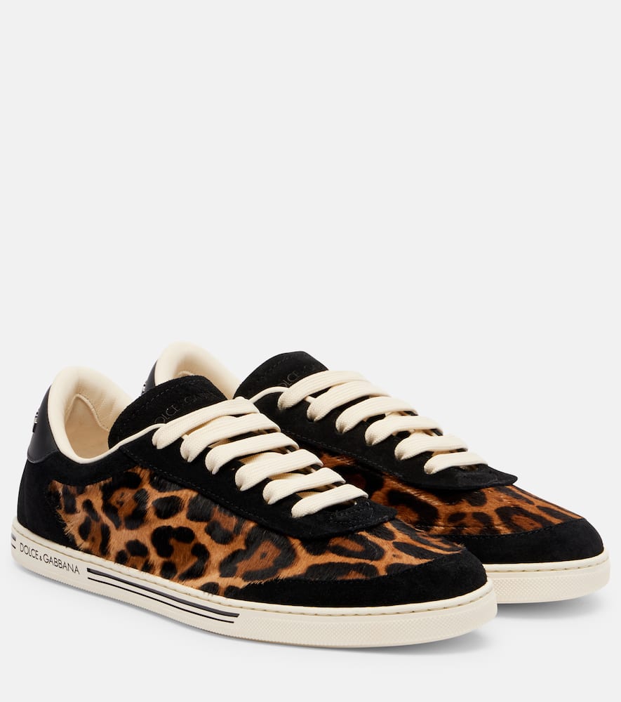 Dolce & Gabbana Printed Calf Hair Saint Tropez Light Sneakers In Brown