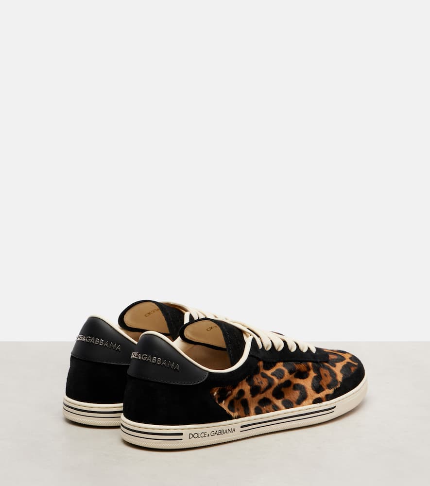 Dolce & Gabbana Printed Calf Hair Saint Tropez Light Sneakers In Brown