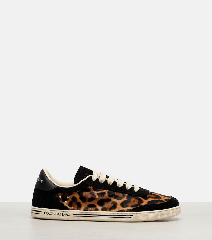 Dolce & Gabbana Printed Calf Hair Saint Tropez Light Sneakers In Brown