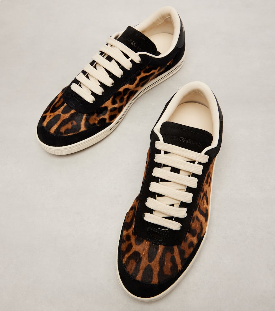 Dolce & Gabbana Printed Calf Hair Saint Tropez Light Sneakers In Brown