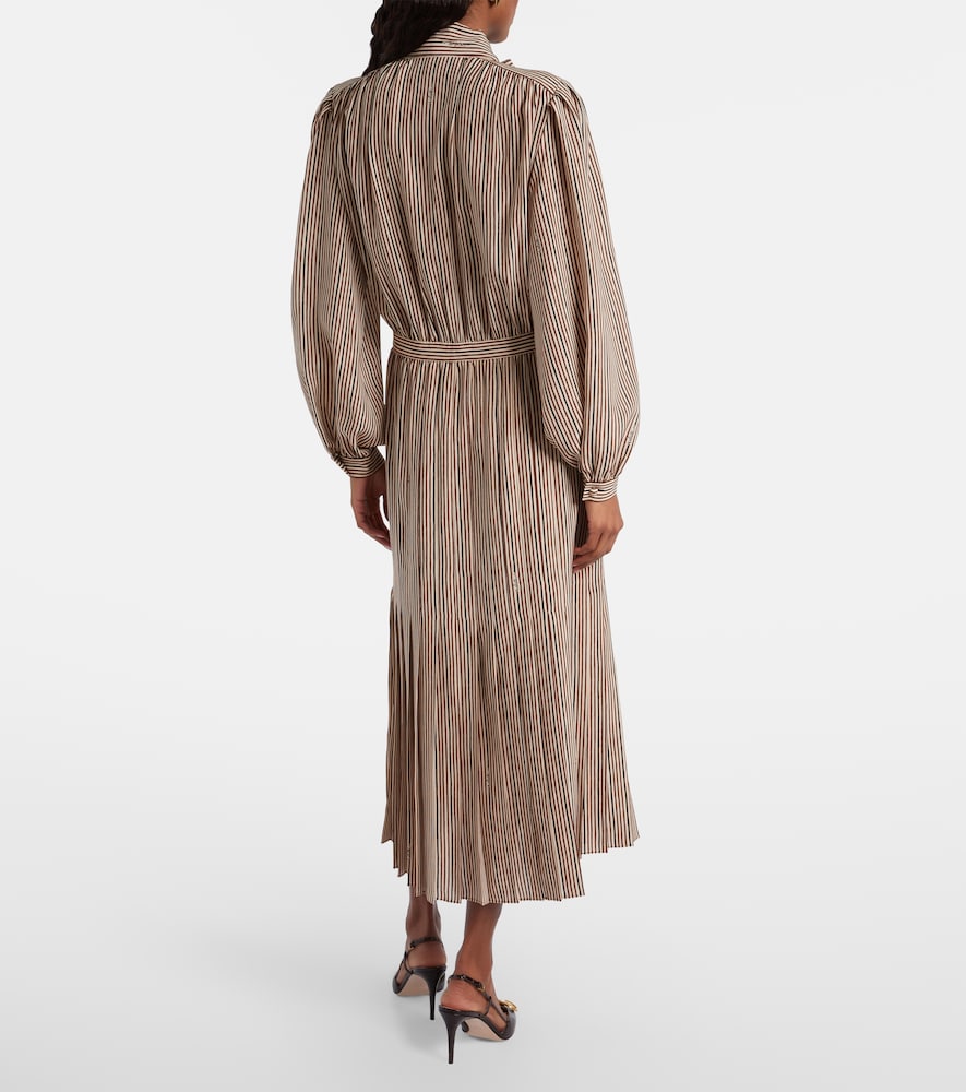  Valentino Valentino Striped Tie-neck Silk Midi Dress 