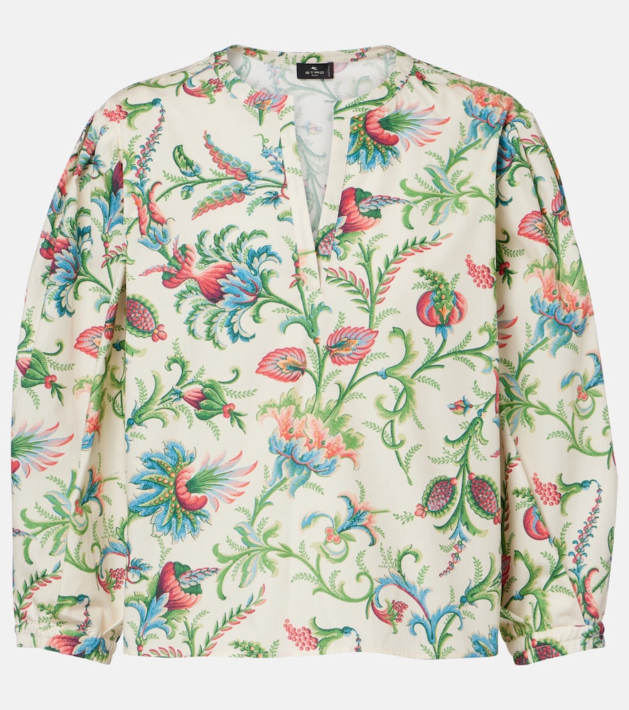 Etro Women's White Floral Cotton Blouse UK Size 14 - Mytheresa