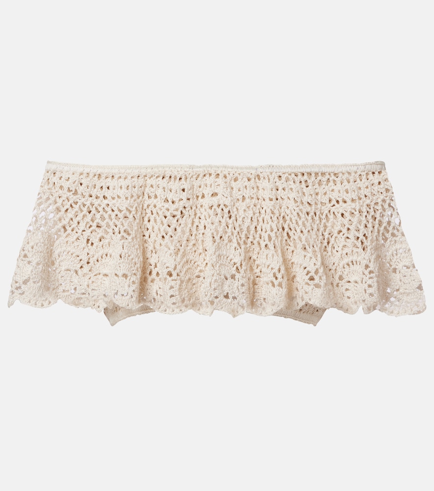 Anna Kosturova Filigree crochet off-shoulder cotton crop top