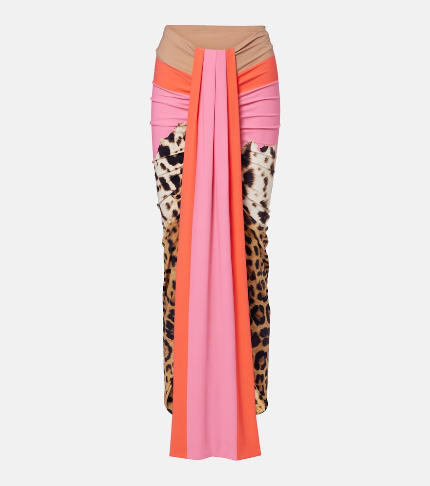 Roberto Cavalli Women's Multicoloured Leopard-Print Asymmetric Maxi Skirt UK Size 10 - Mytheresa