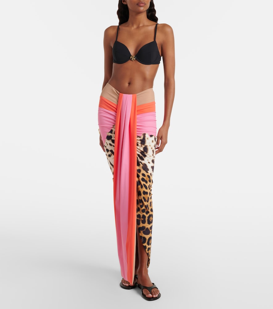  Roberto Cavalli Roberto Cavalli Leopard-print Asymmetric Maxi Skirt 