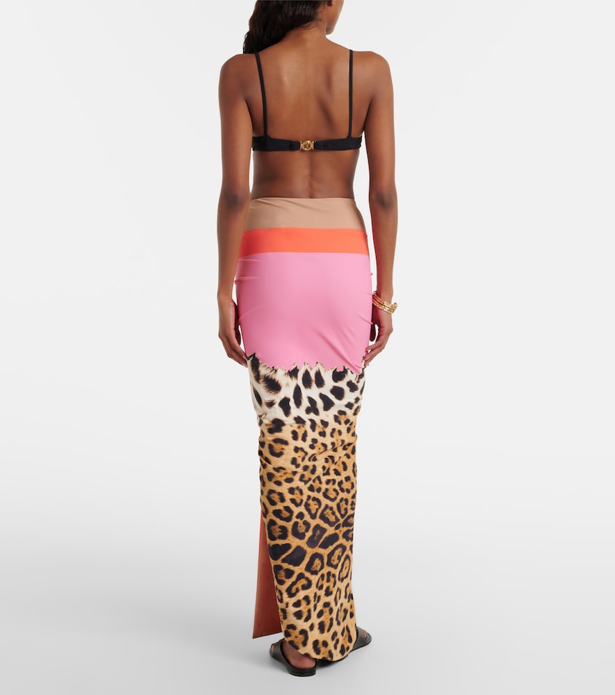  Roberto Cavalli Roberto Cavalli Leopard-print Asymmetric Maxi Skirt 