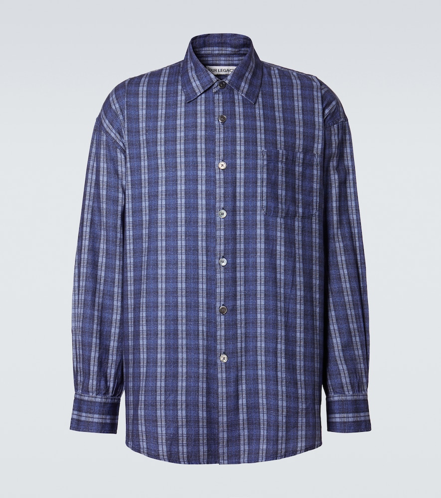 Our Legacy Men's Blue Borrowed Checked Cotton Shirt UK Size 15,5 - Mytheresa