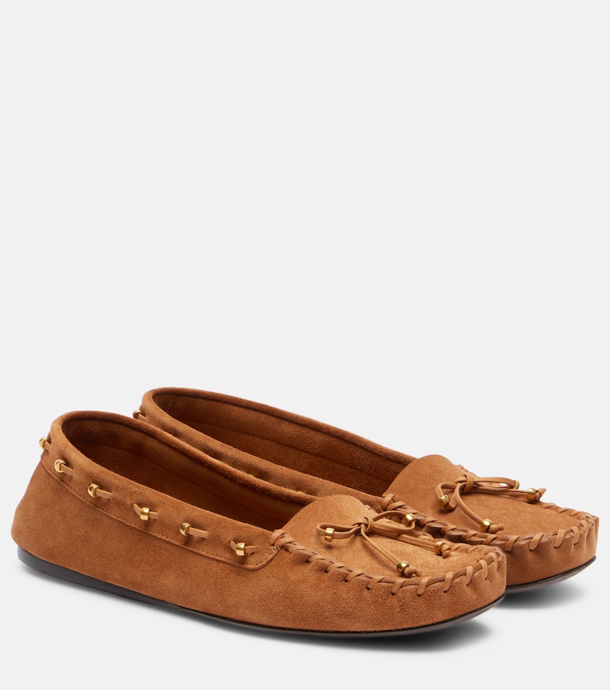 Khaite Milly Suede Moccasins In Sand