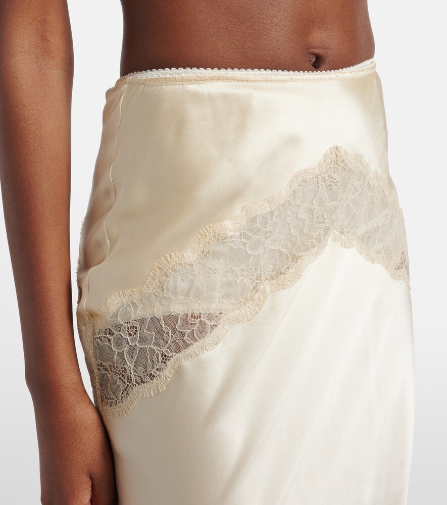 Dolce&Gabbana Lace-Trimmed Silk-Blend Satin Slip Skirt