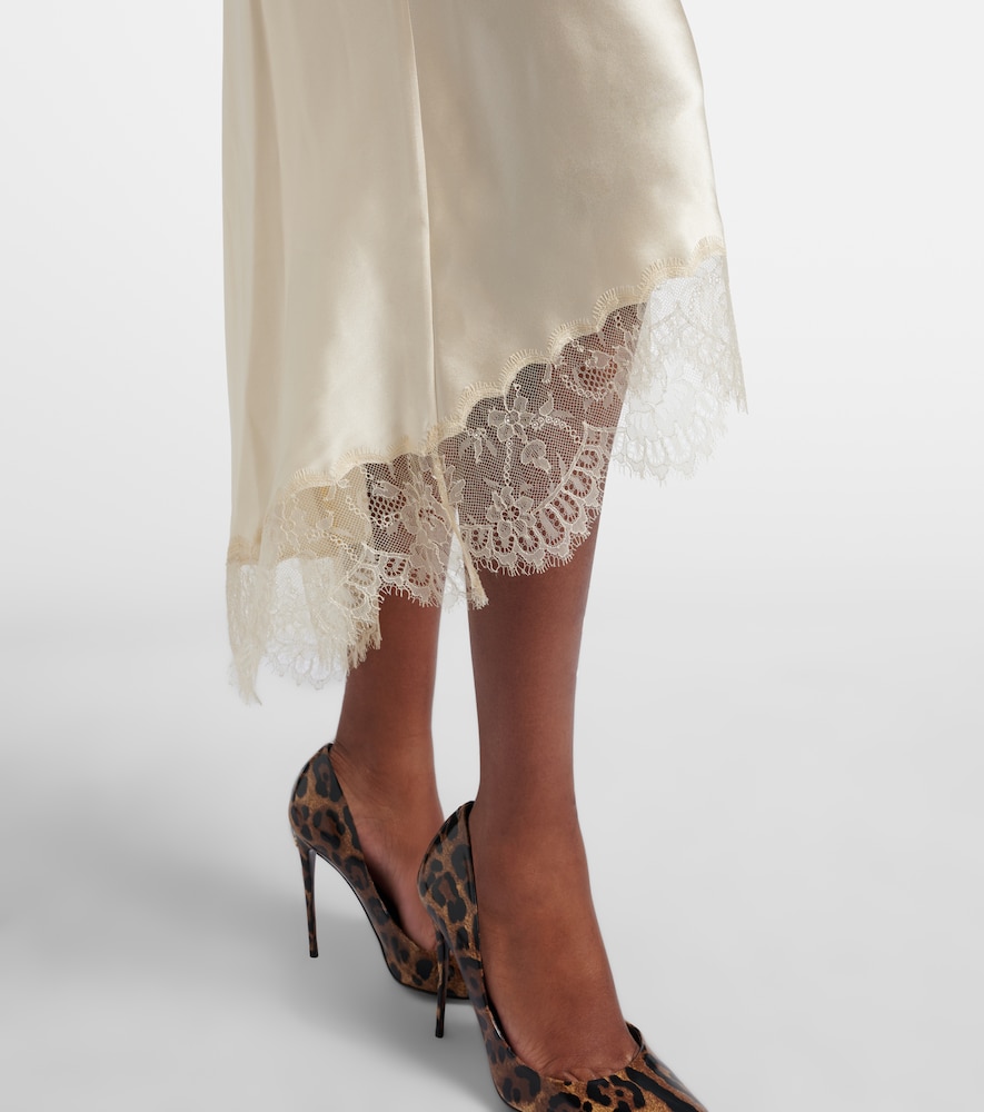 Dolce&Gabbana Lace-Trimmed Silk-Blend Satin Slip Skirt