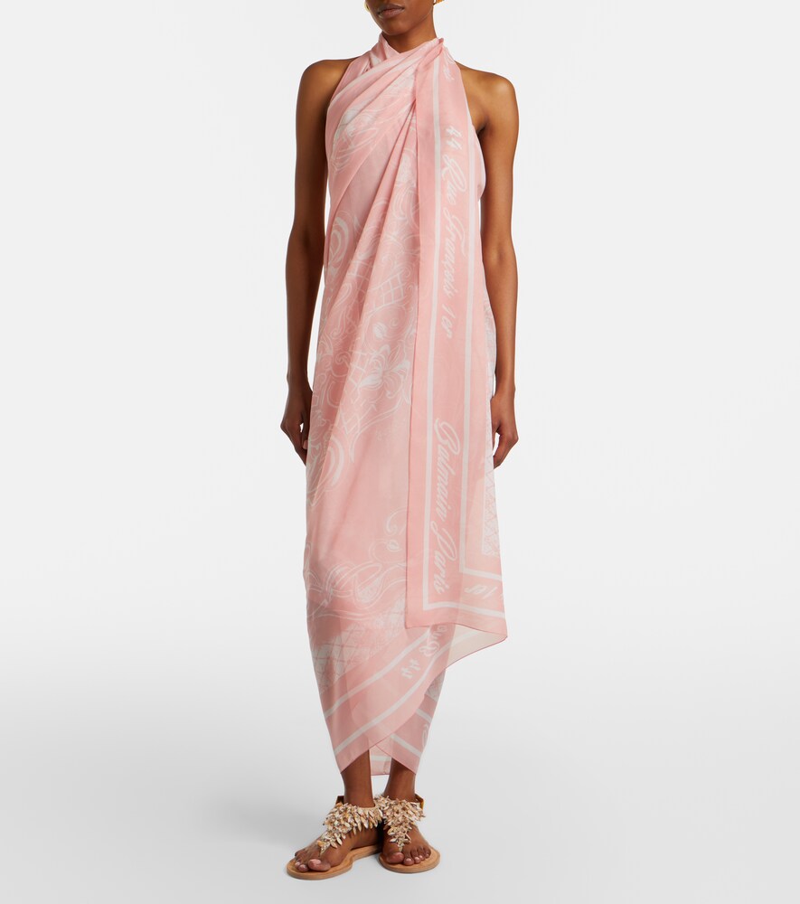 Balmain Printed silk beach cover-up